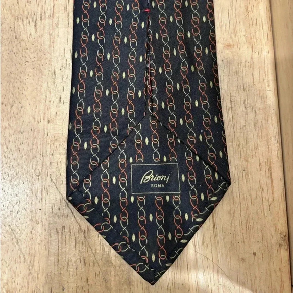 Brioni Hand Sewn 100% Silk Made In Italy Infinity Geometric Mens Neck Tie - Picture 1 of 11